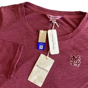 NEW Tommy Bahama Top Women L Mississippi State Ashby Rib 3/4 Sleeve Maroon NWT